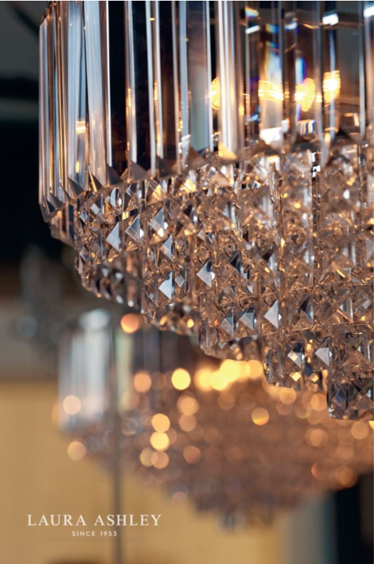 Laura Ashley Vienna 5 Light Crystal & Antique Brass Semi Flush