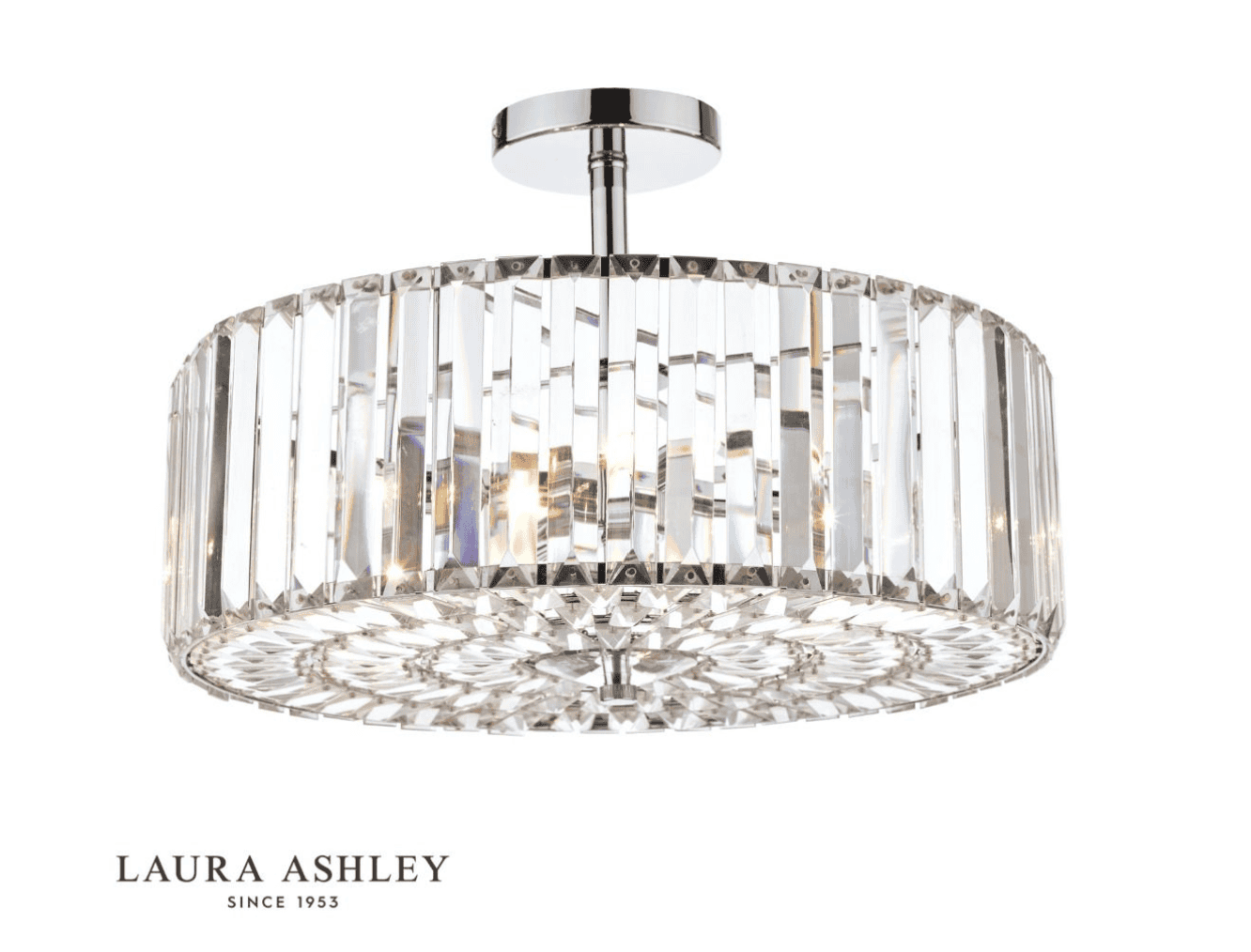 Laura Ashley Fernhurst 4 Light Polished Chrome Glass Semi Flush