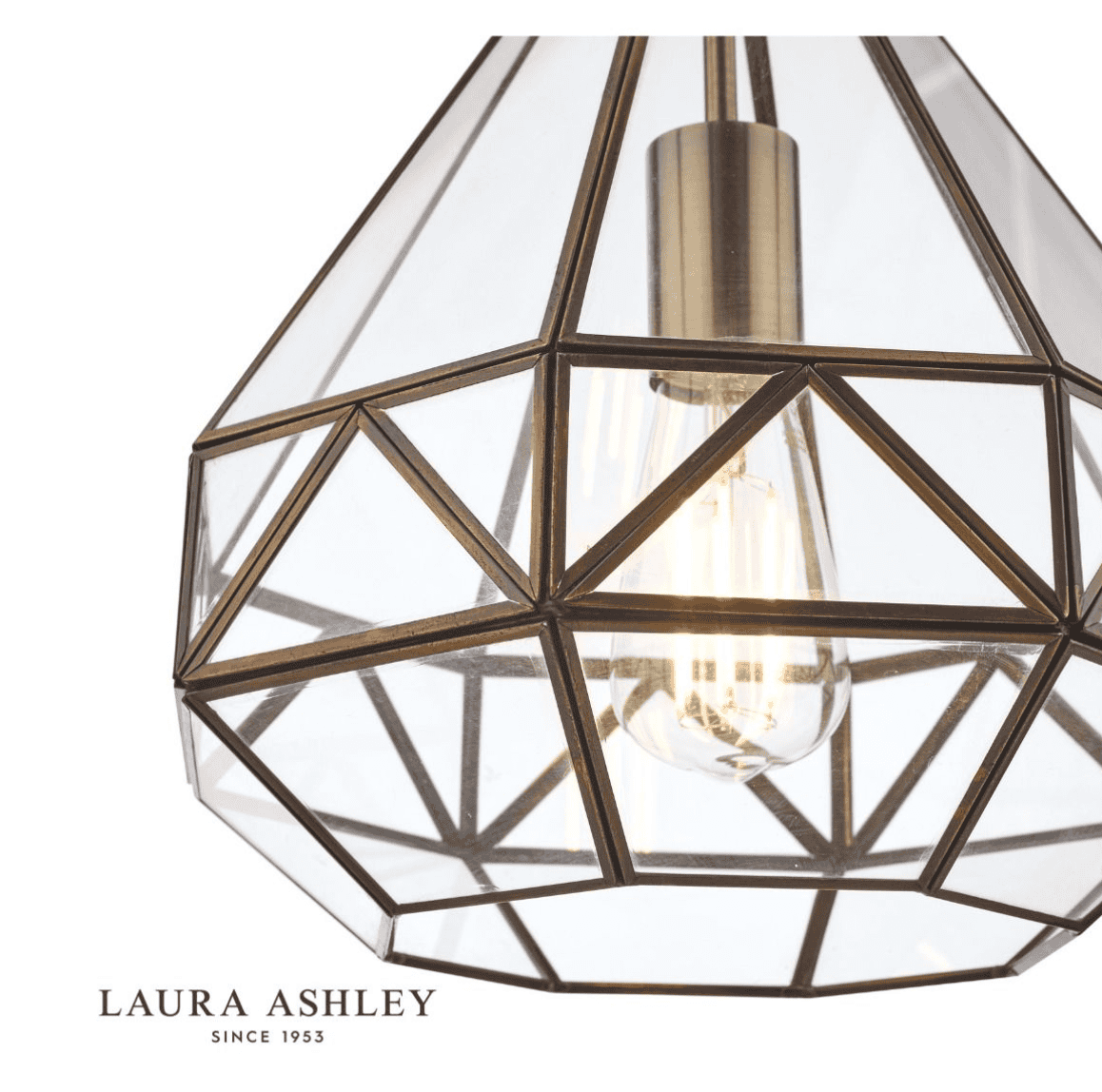 Laura Ashley Zaria Antique Brass & Glass Pendant