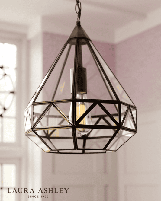 Laura Ashley Zaria Antique Brass & Glass Pendant