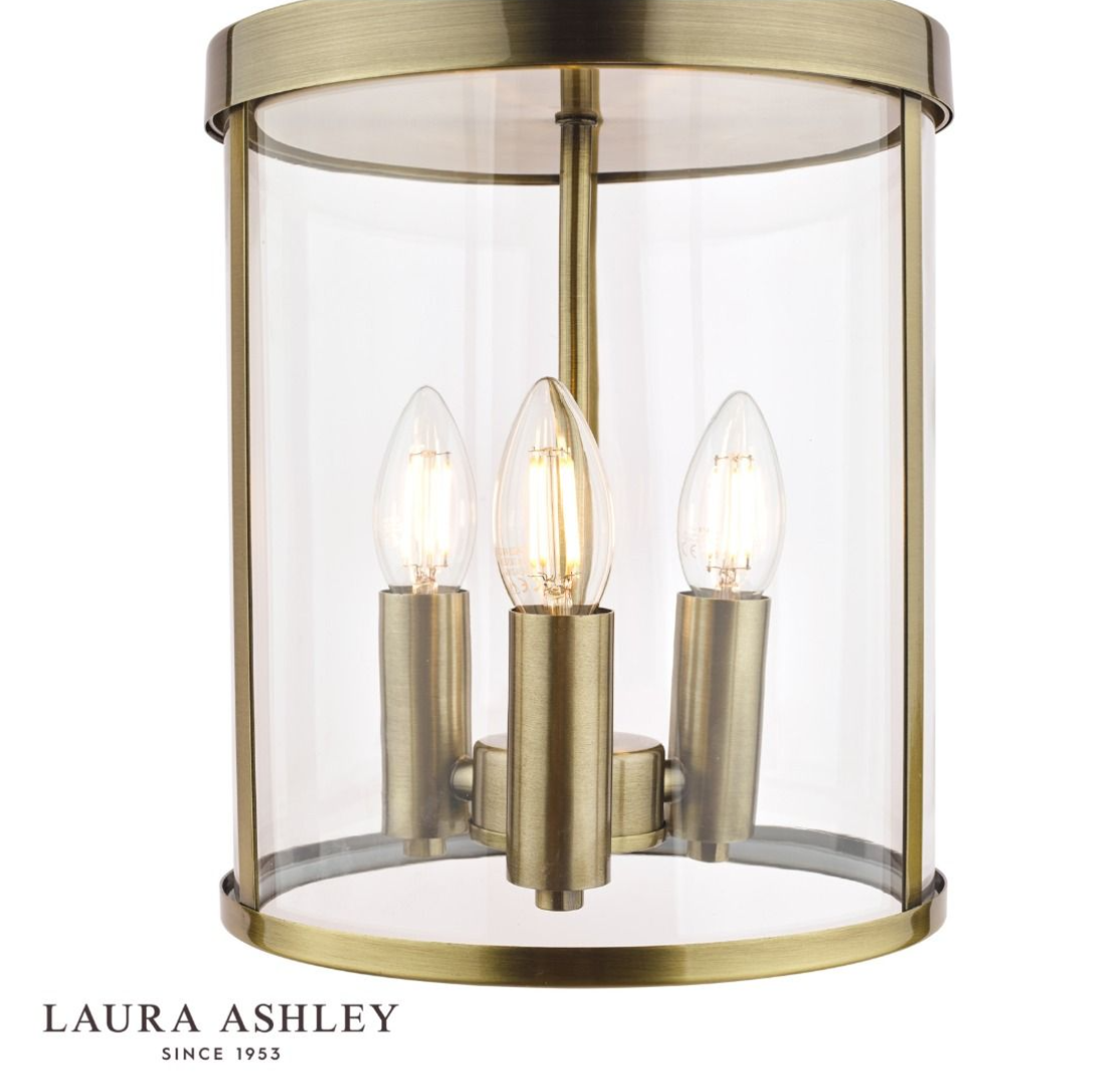 Laura Ashley Selbourne 3 Light Antique Brass & Glass Lantern
