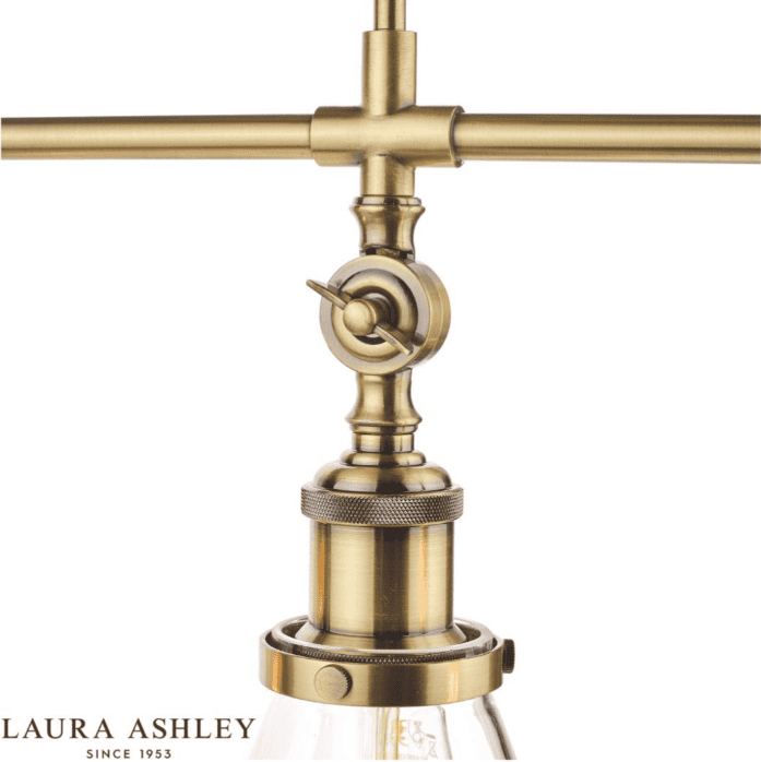 Laura Ashley Isaac 3 Light Antique Brass & Glass Bar Pendant