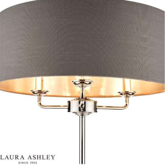 Laura Ashley Sorrento 3 Light Floor Lamp Polished Nickel With Charcoal Shade