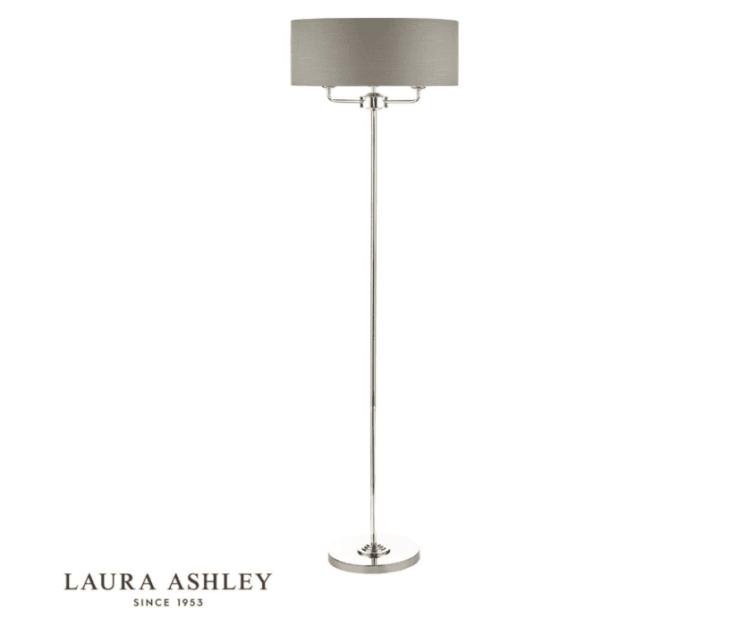 Laura Ashley Sorrento 3 Light Floor Lamp Polished Nickel With Charcoal Shade