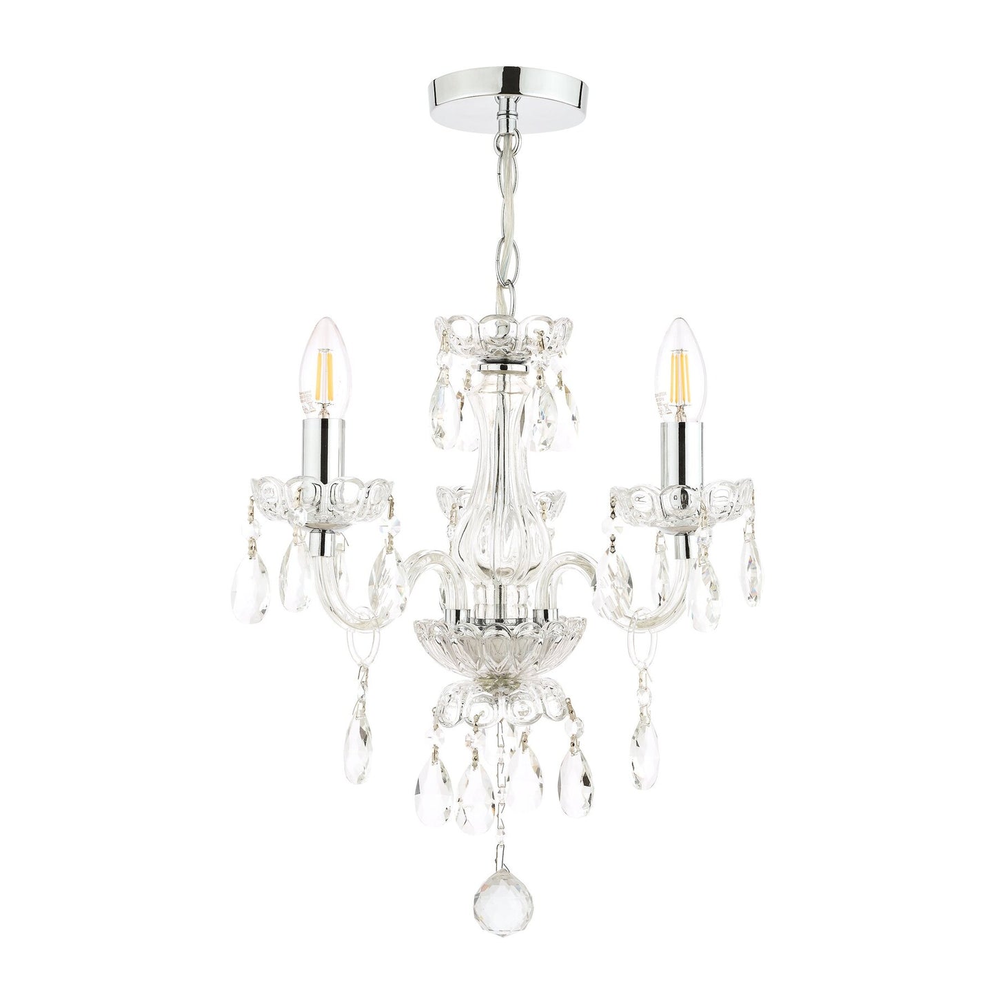 Laura Ashley Harriet 3 Light Crystal & Polished Chrome Chandelier