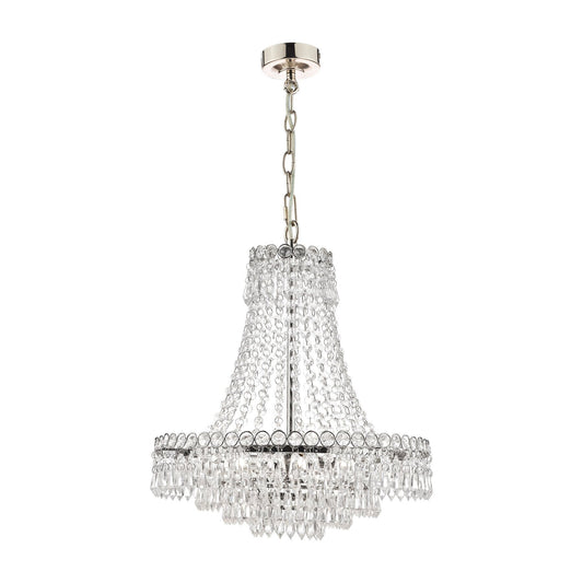 Laura Ashley Enid 5 Light Polished Nickel & Cut Glass Chandelier