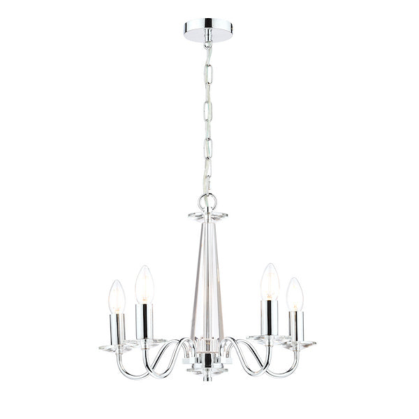 Laura Ashley Blake 5 Light Cut Glass & Polished Chrome Chandelier