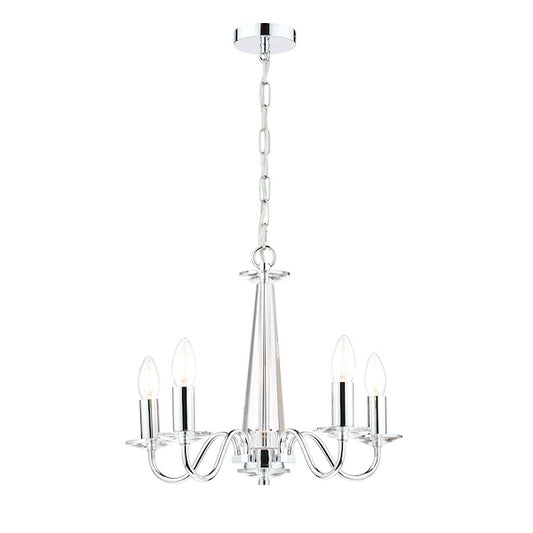 Laura Ashley Blake 5 Light Cut Glass & Polished Chrome Chandelier