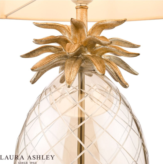 Laura Ashley Pineapple Large Table Lamp Champagne Cut Glass With Shade
