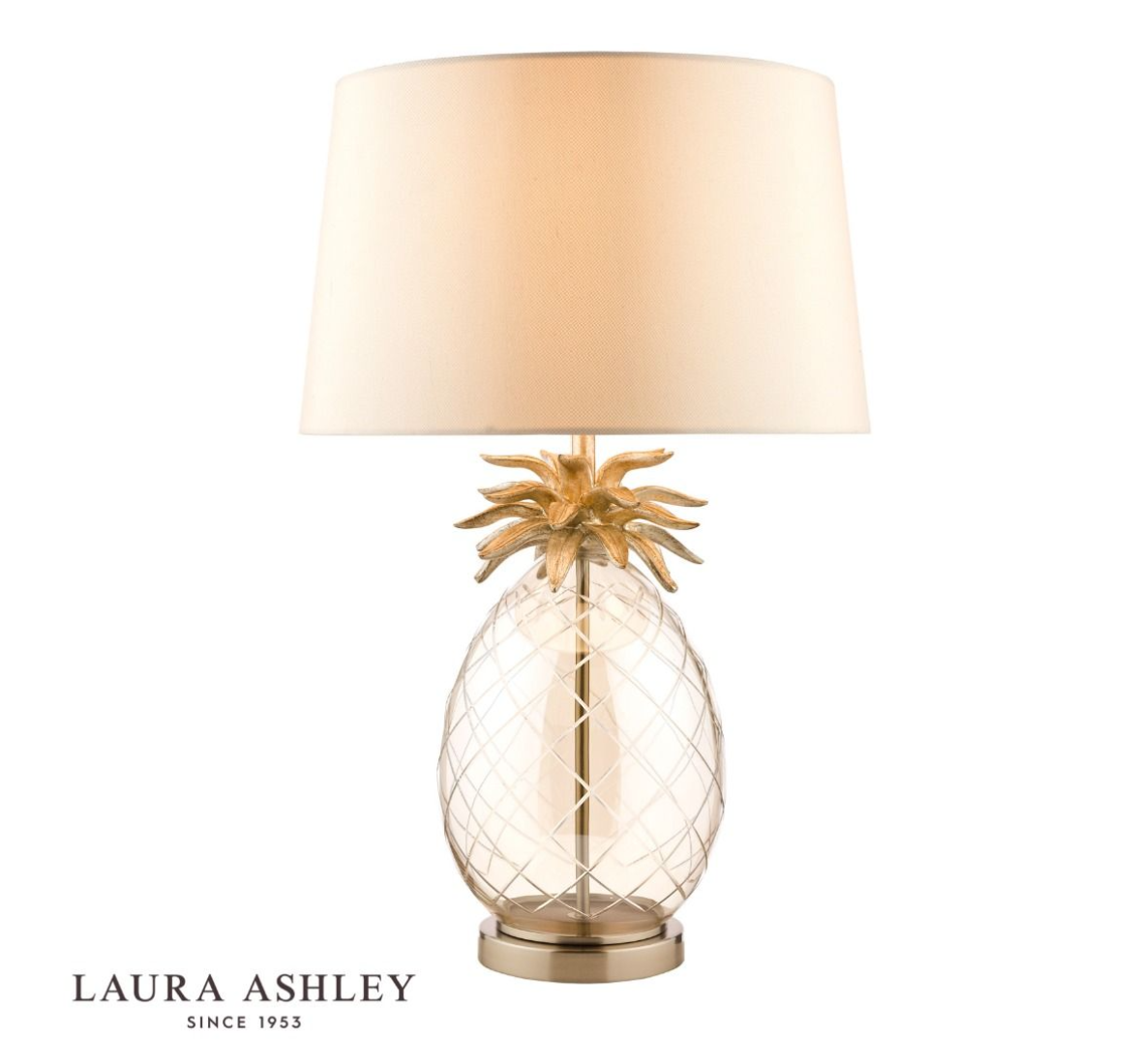 Laura Ashley Pineapple Large Table Lamp Champagne Cut Glass With Shade