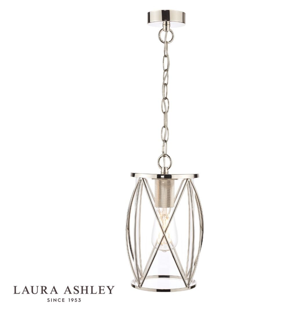 Laura Ashley Beckworth Polished Nickel & Glass Lantern