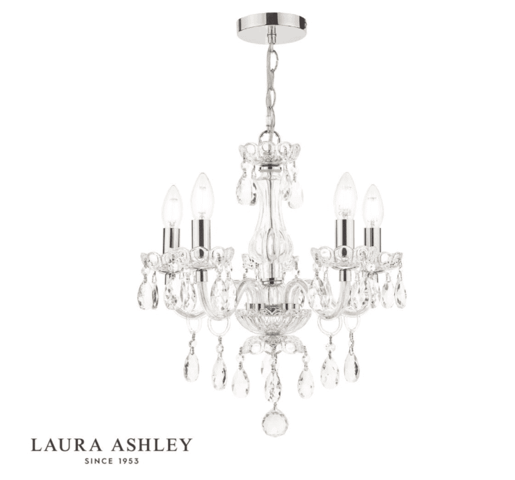 Laura Ashley Harriet 5 Light Crystal & Polished Chrome Chandelier
