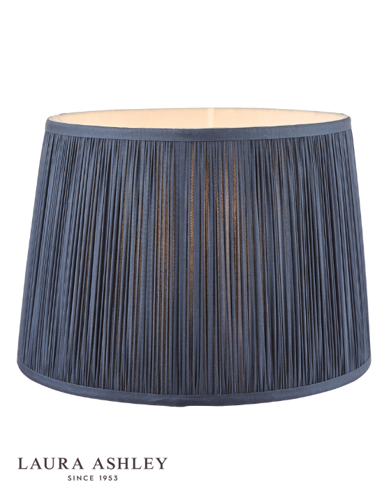Laura Ashley Hemsley Pleated Silk Empire Midnight Blue 30cm/12 Inch Drum Shade