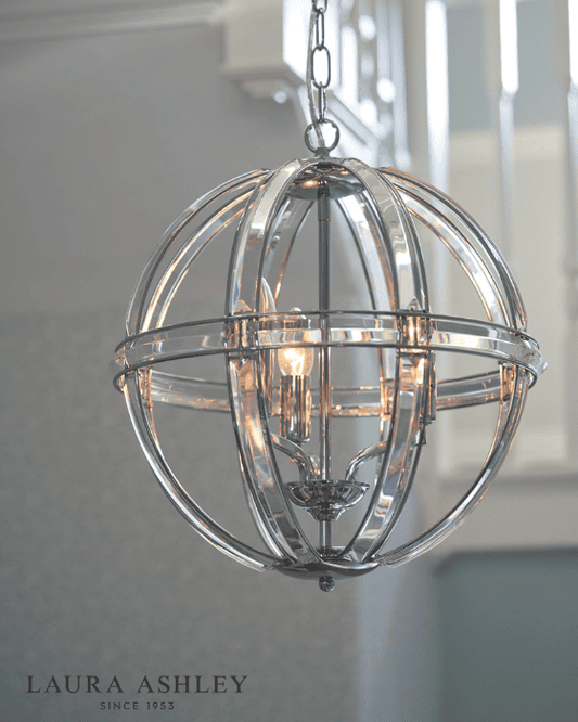 Laura Ashley Aidan 3 Light Polished Chrome & Glass Globe Chandelier