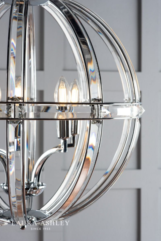 Laura Ashley Aidan 3 Light Polished Chrome & Glass Globe Chandelier