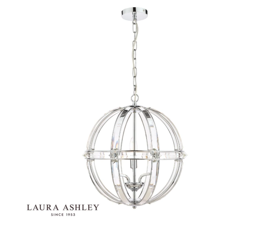 Laura Ashley Aidan 3 Light Polished Chrome & Glass Globe Chandelier