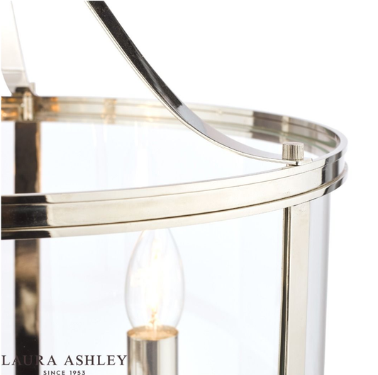 Laura Ashley Harrington 3 Light Polished Nickel & Glass Pendant