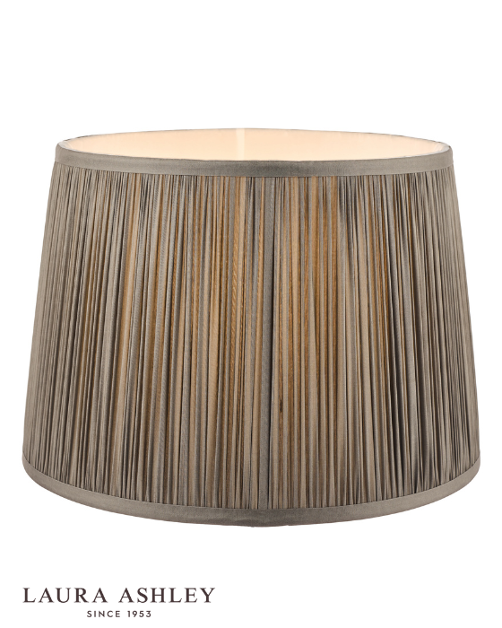 Laura Ashley Hemsley Pleated Silk Empire Grey 30cm/12 Inch Drum Shade