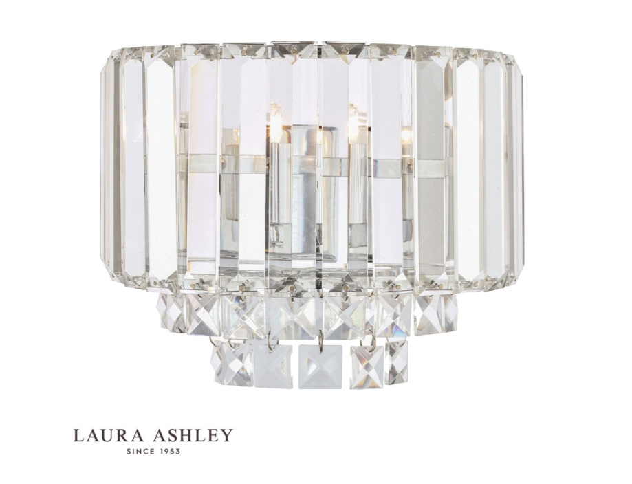 Laura Ashley Vienna Polished Chrome & Crystal Wall Light