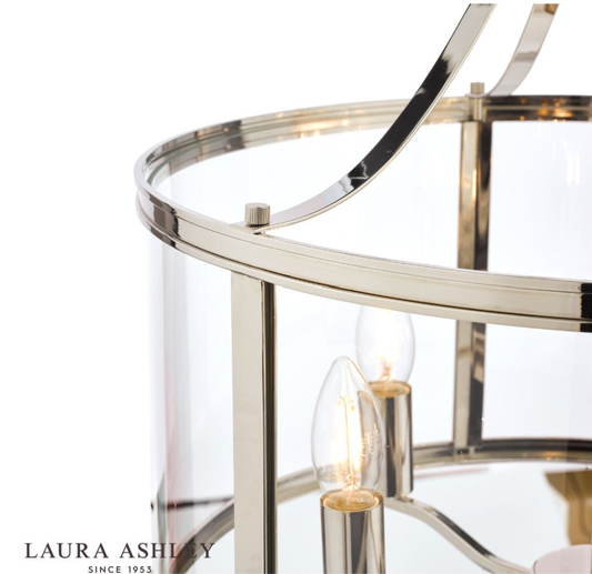 Laura Ashley Harrington 5 Light Polished Nickel & Glass Pendant