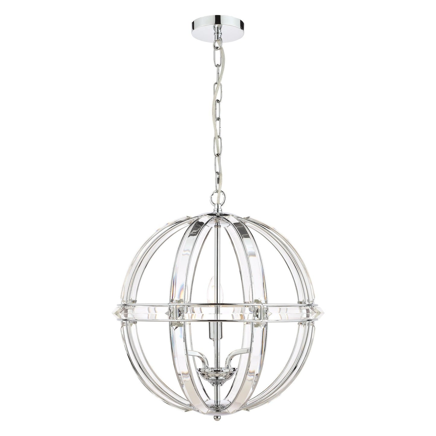 Laura Ashley Aidan 5 Light Glass & Polished Chrome Pendant