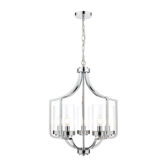 Laura Ashley Joseph 5 Light Polished Chrome & Glass Chandelier