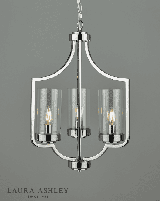Laura Ashley Joseph 3 Light Polished Chrome & Glass Chandelier