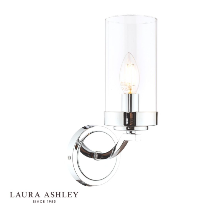 Laura Ashley Joseph Polished Chrome & Glass Wall Light