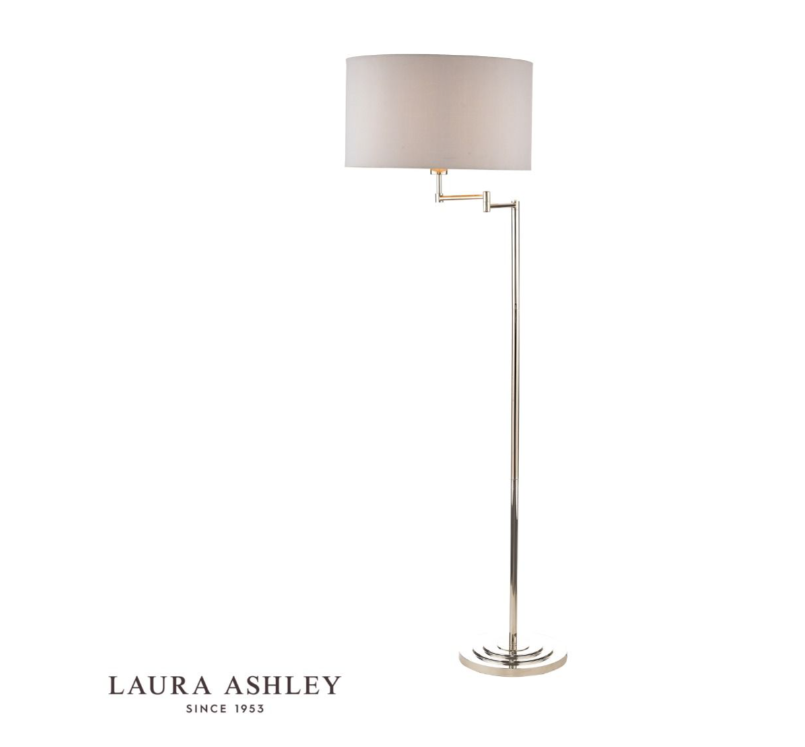 Laura Ashley Marlowe Swing Arm Floor Lamp Polished Nickel With Shade