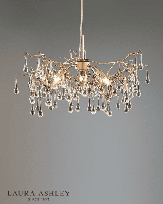 Laura Ashley Willow 3 Light Champagne & Clear Crystal Pendant