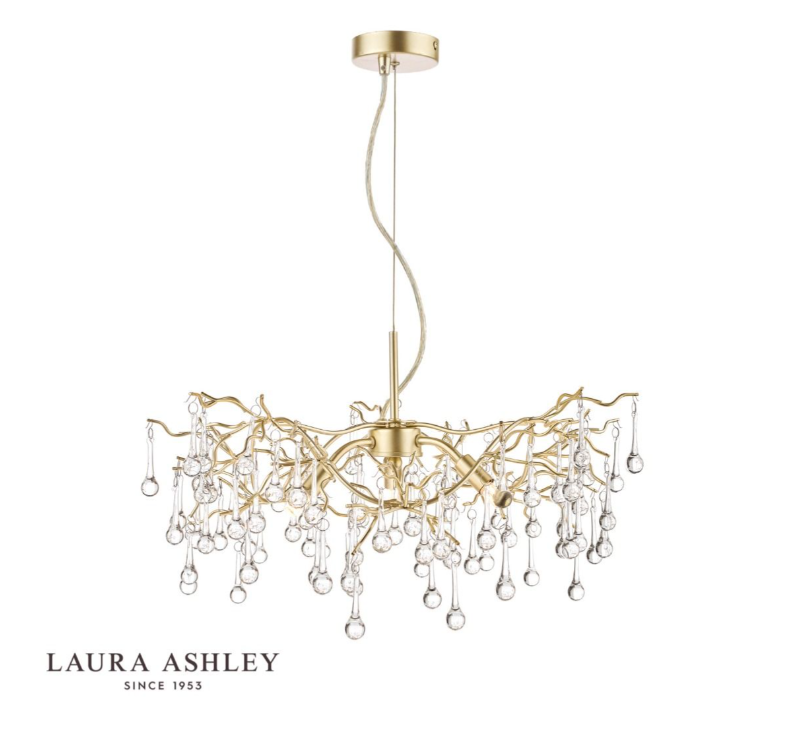 Laura Ashley Willow 3 Light Champagne & Clear Crystal Pendant