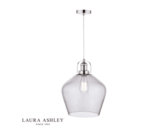 Laura Ashley Rye Polished Nickel & Smoked Glass Pendant