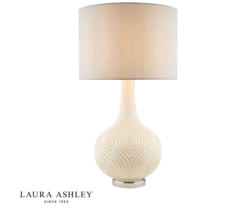 Laura Ashley Grace Patterned Glass Table Lamp with Shade
