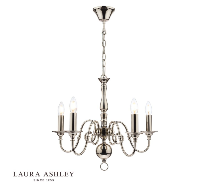 Laura Ashley Winchester 5 Light Polished Nickel Pendant