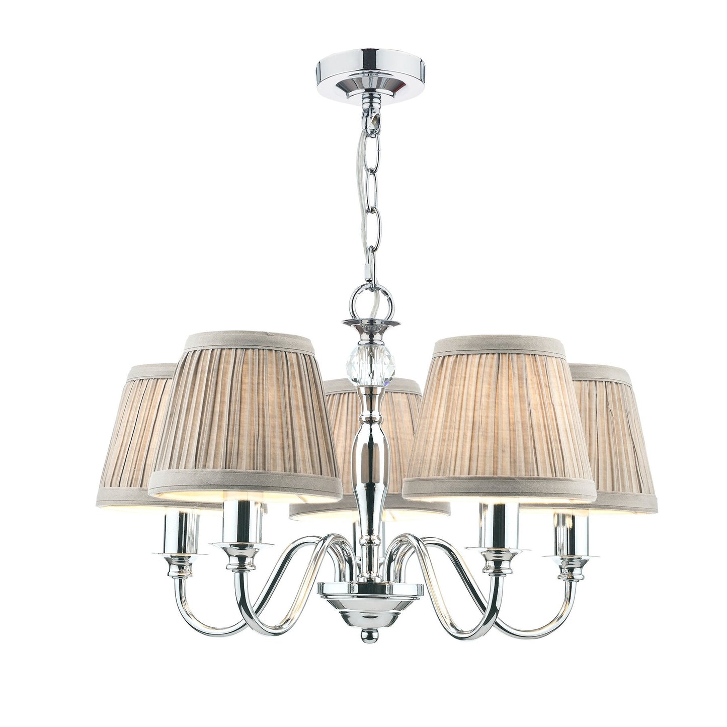 Laura Ashley Ellis 5 Light Polished Chrome Pendant With Grey Shades