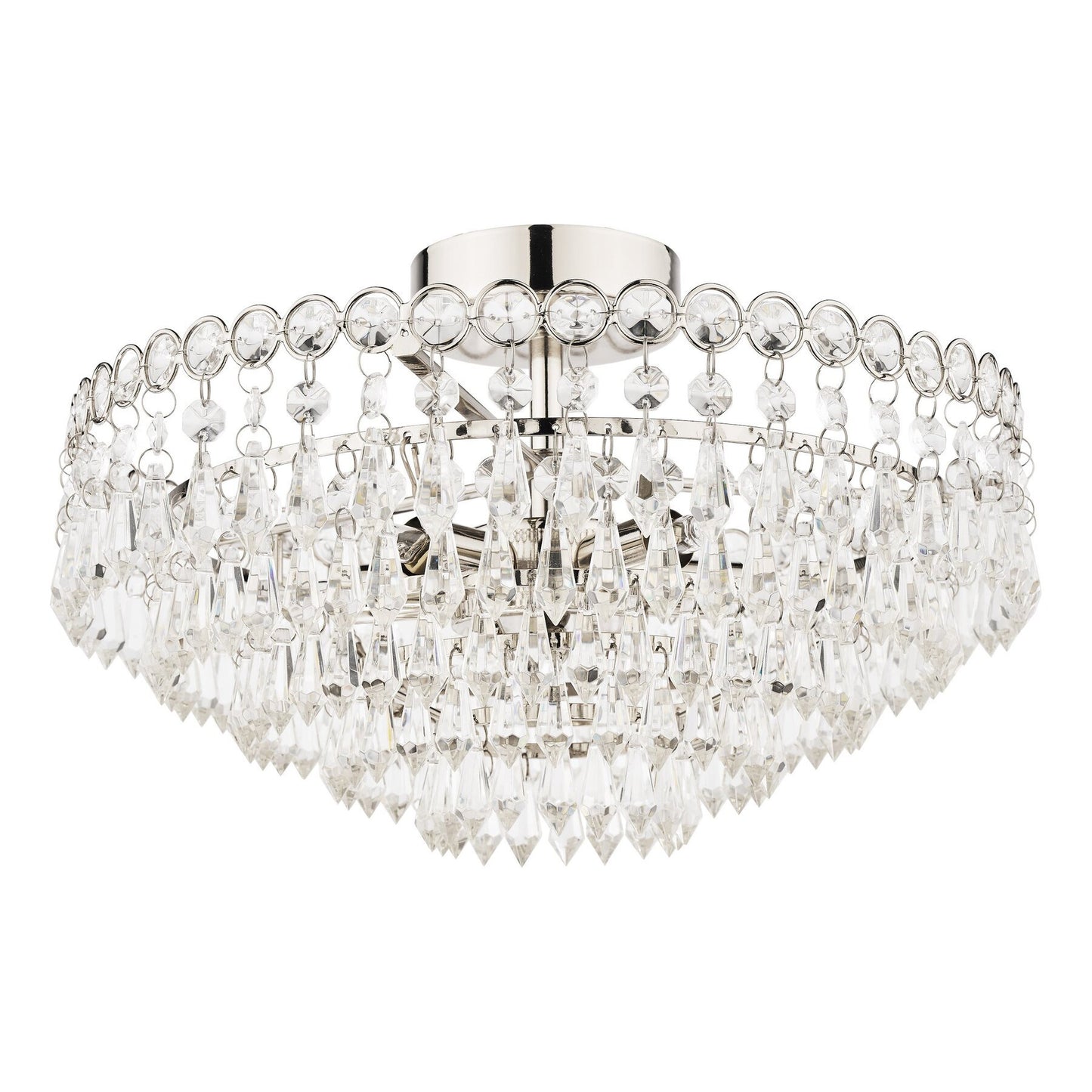 Laura Ashley Enid 5 Light Polished Nickel & Crystal Semi Flush