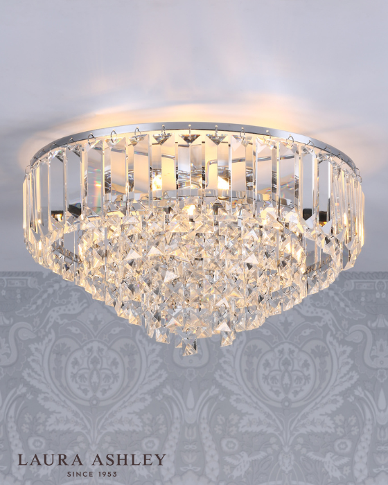 Laura Ashley Vienna 3 Light Crystal Polished & Chrome Flush