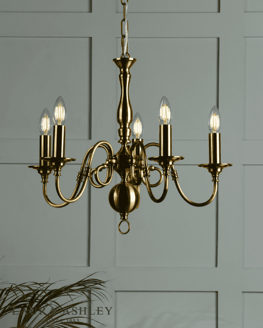 Laura Ashley Winchester 5 Light Antique Brass Pendant Fitting Only