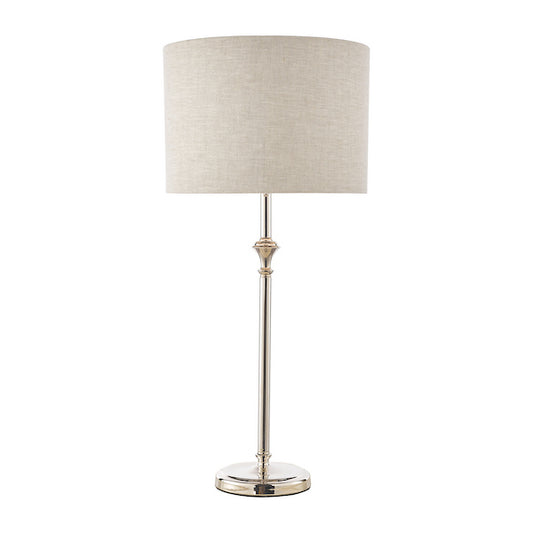 Laura Ashley Highgrove Polished Nickel Table Lamp With Grey Shade