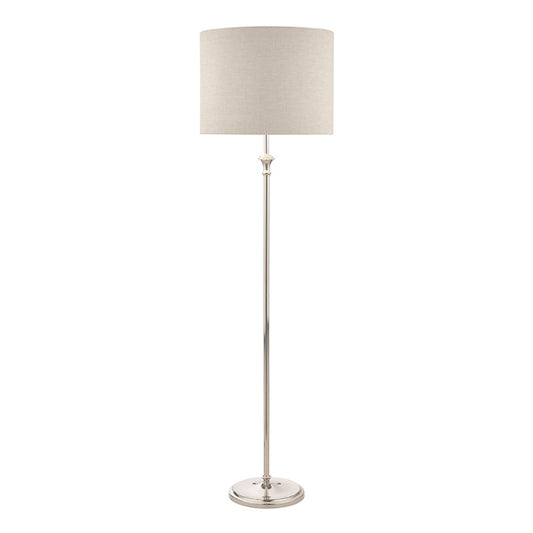 Laura Ashley Highgrove Polished Nickel Floor Lamp With Grey Shade