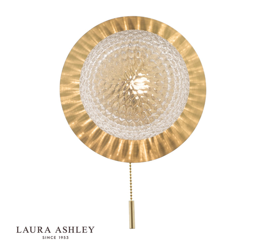 Laura Ashley Prague Bathroom IP44 Satin Brass & Glass Wall Light