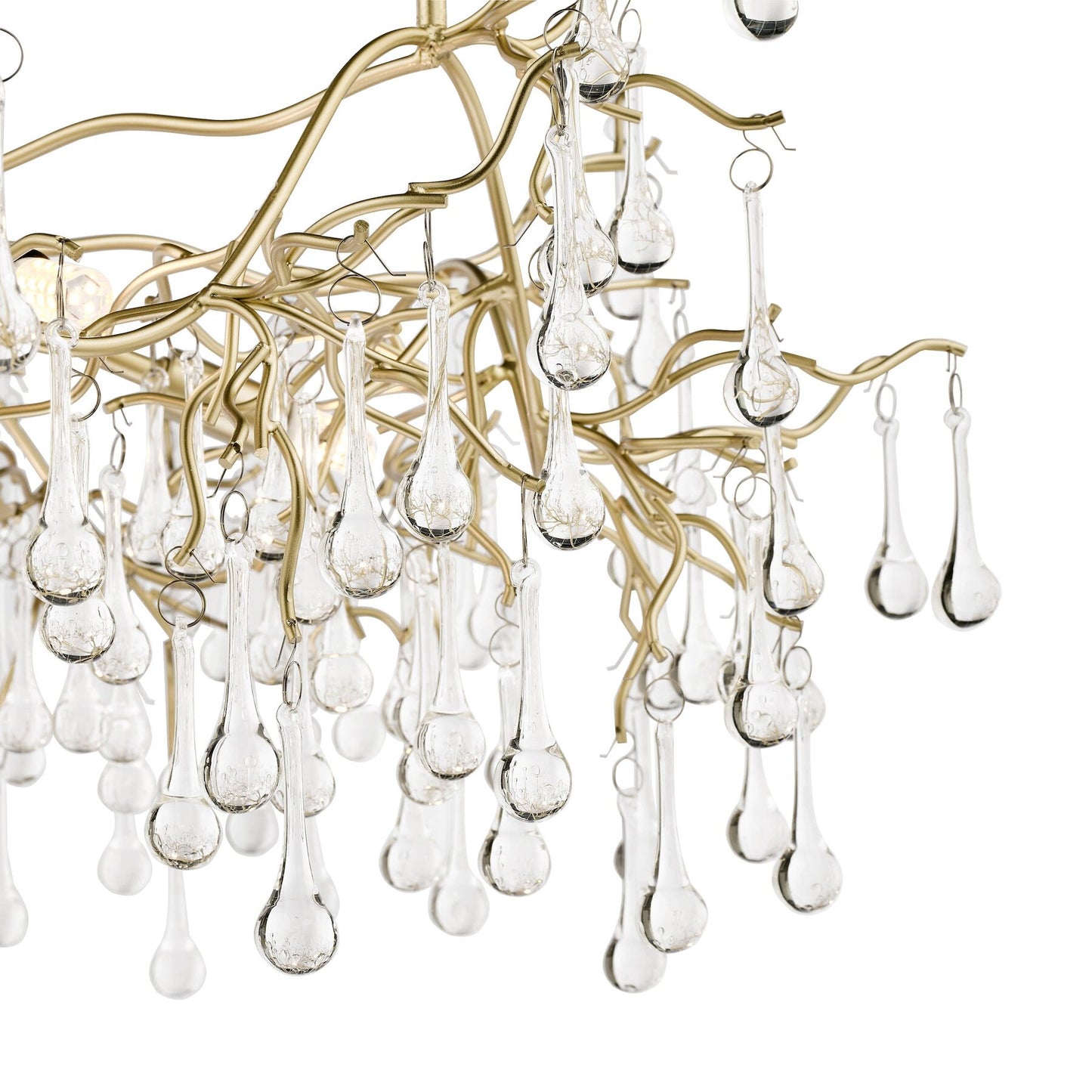 Laura Ashley Willow 5 Light Satin Champagne & Crystal Pendant