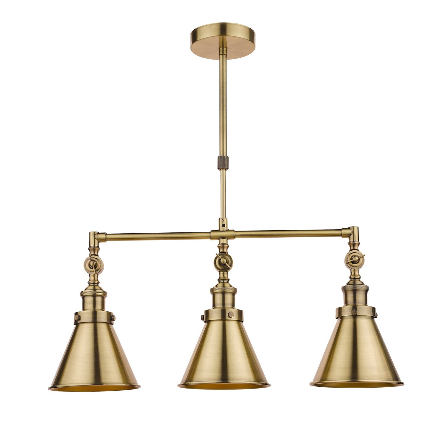 Laura Ashley Rufus 3 Light Antique Brass Bar Pendant