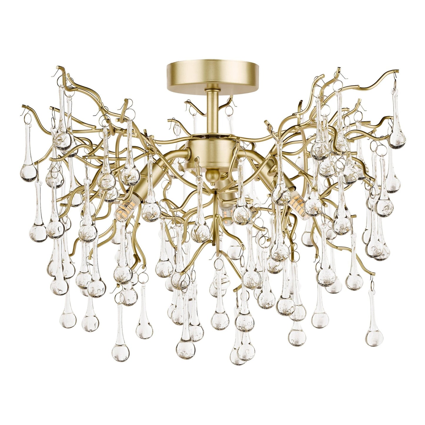 Laura Ashley Willow 3 Light Satin Champagne & Crystal Semi Flush