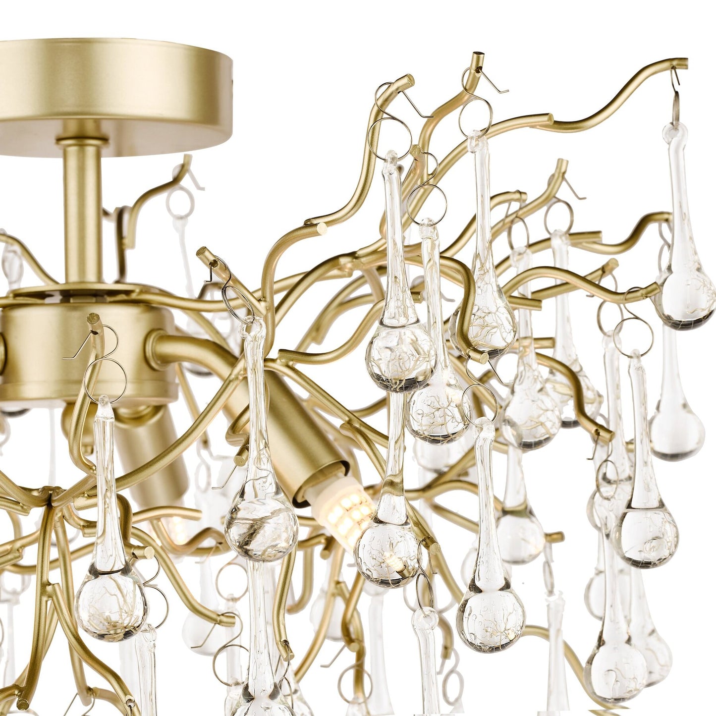 Laura Ashley Willow 3 Light Satin Champagne & Crystal Semi Flush