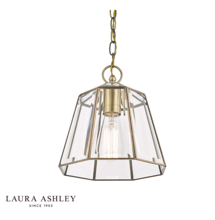 Laura Ashley Zaria Antique Brass Glass Pendant