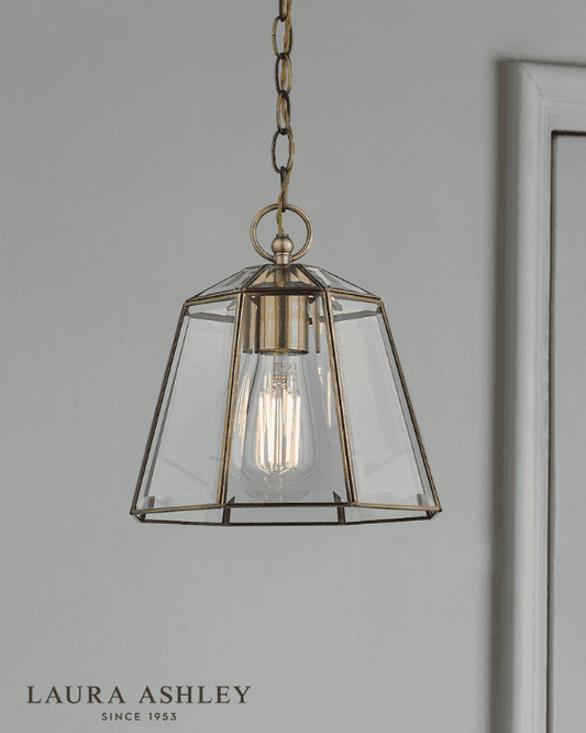 Laura Ashley Zaria Antique Brass Glass Pendant
