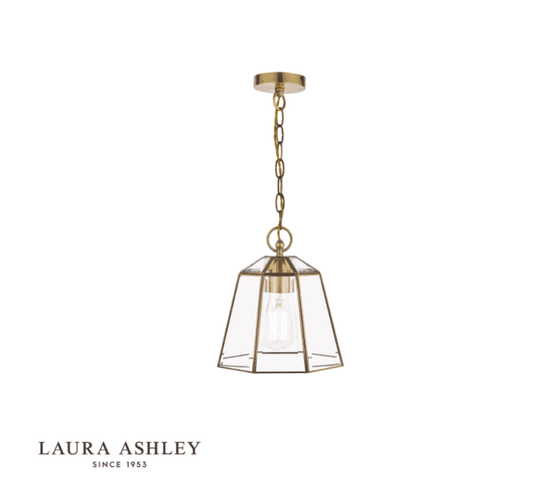 Laura Ashley Clayton Antique Brass & Glass Pendant