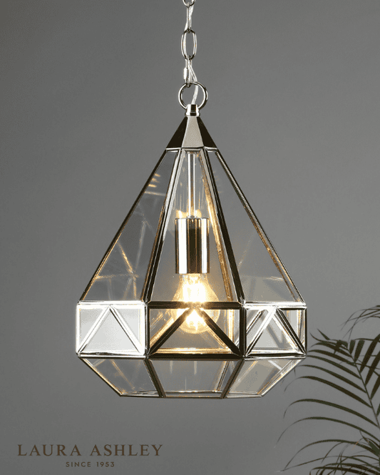 Laura Ashley Zaria Polished Silver & Glass Pendant