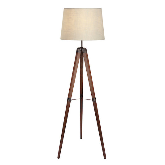 Laura Ashley Burdale Tripod Dark Wood & Industrial Brass Floor Lamp (Base Only)